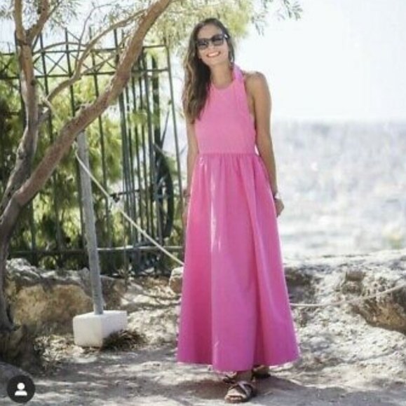 NWT Zara Pink Poplin Halter Neck Dress, Size M - Picture 2 of 13